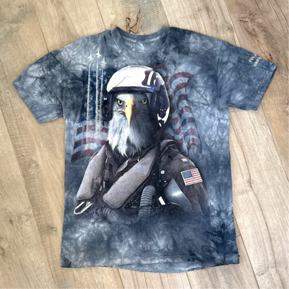 Bald Eagle American Flag The Mountain Tie Dye Shirt Mens Size Large